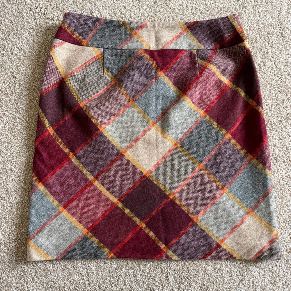 Talbots Plaid Wool A-line Mini Skirt Lined Women's 8 Preppy Career‎ Academia Red